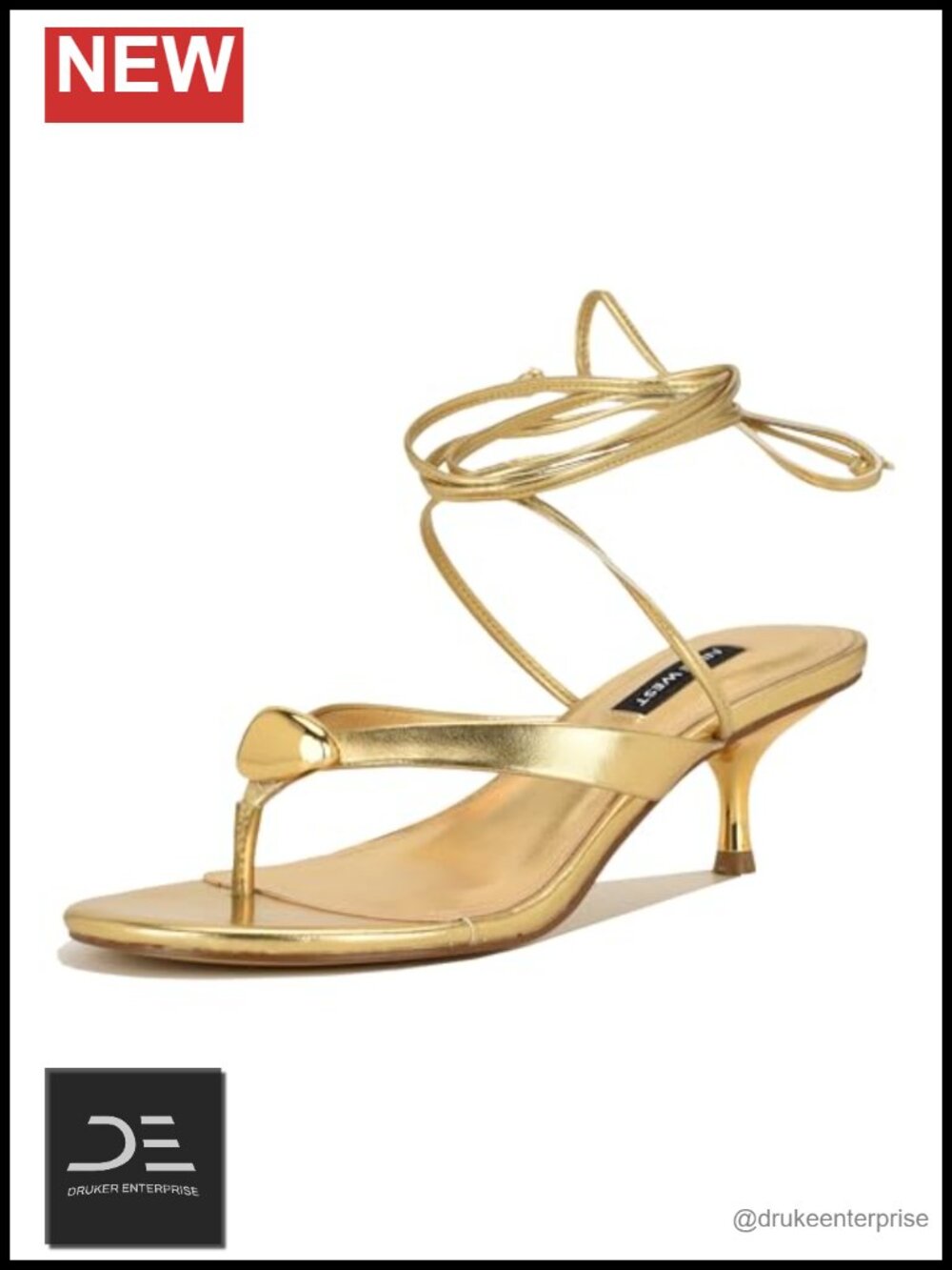 Nine West Batty Kitten Heel Ankle Wrap Dress Sandals Faux Leather